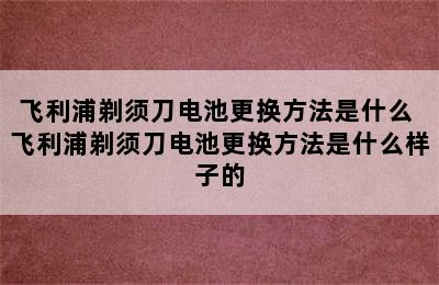 飞利浦剃须刀电池更换方法是什么 飞利浦剃须刀电池更换方法是什么样子的